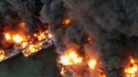 Puluhan Kapal Hangus Terbakar di Pelabuhan Muara Baru
